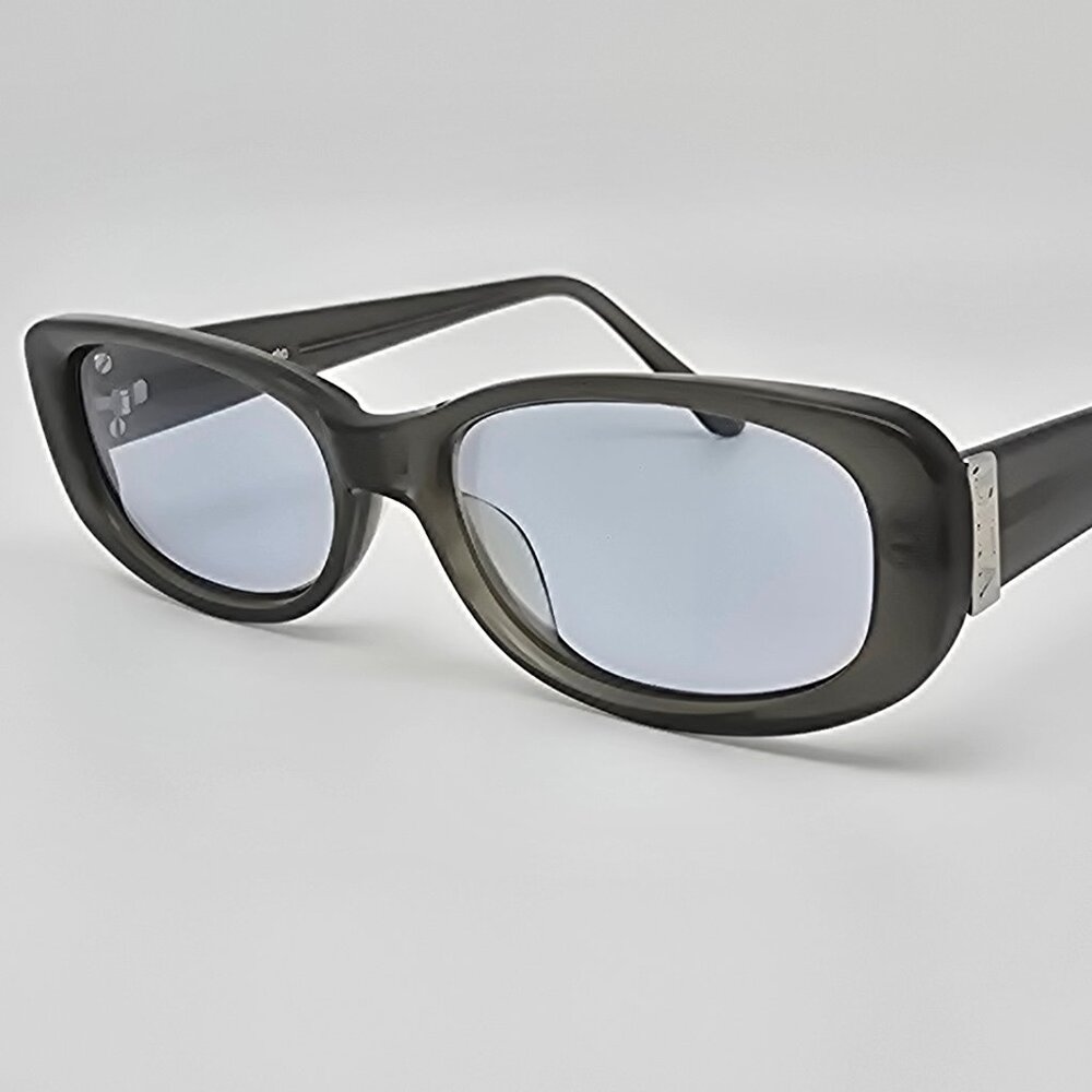 Dita Mikado Metallic Blue Grey Stripe Frame Light Blue Lens Cat Eye Sunglasses